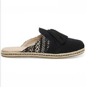 Toms Nova black suede espadrille flats tassel 12